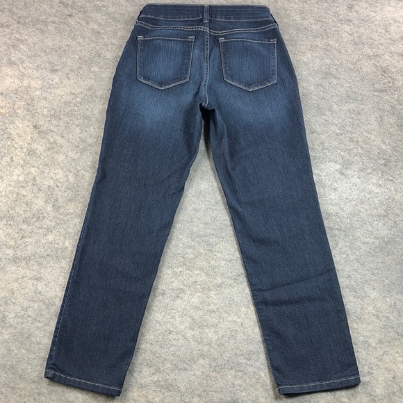 NYDJ Ankle Jeans Womens 6 Straight Leg Mid Rise Dark Wash Stretch Lift Tuck - Picture 2 of 15